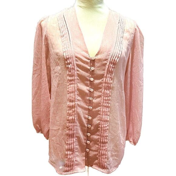 Express NWOT sheer pink and silver metallic blouse - Picture 1 of 9
